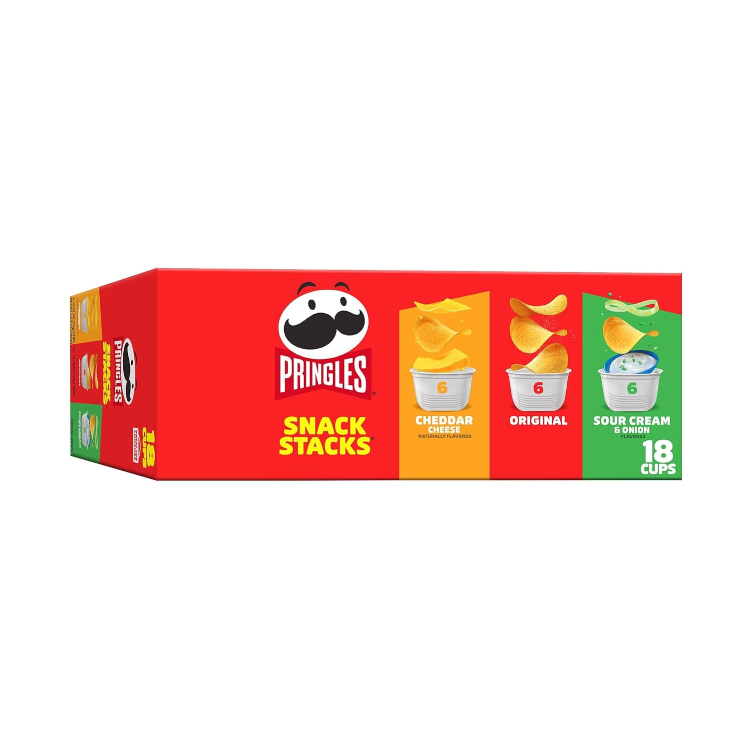 Pringles Potato Crisps Chips, Lunch Snacks, On-the-Go Snacks, Snack Stacks, Variety Pack, 12.9oz Box (18 Cups) 24hrsmart